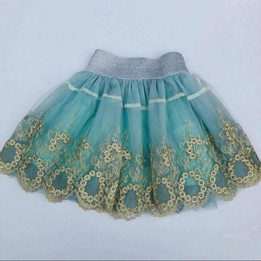 Blossom Couture Skirt Turquoise Sz 2-3 T